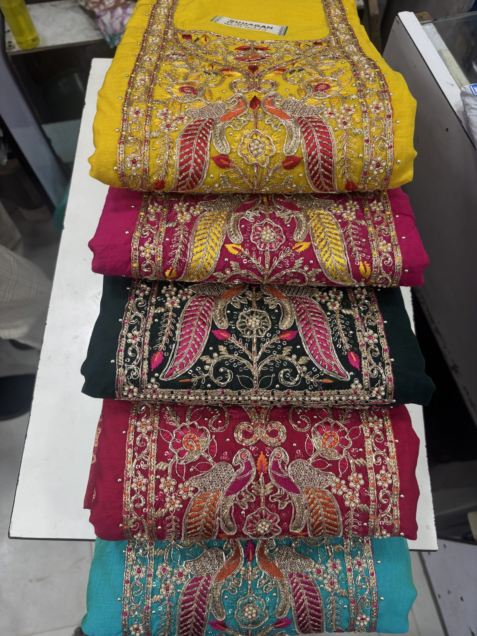 Chanderi Silk Suit Fabric with Banarasi Dupatta - Image 3