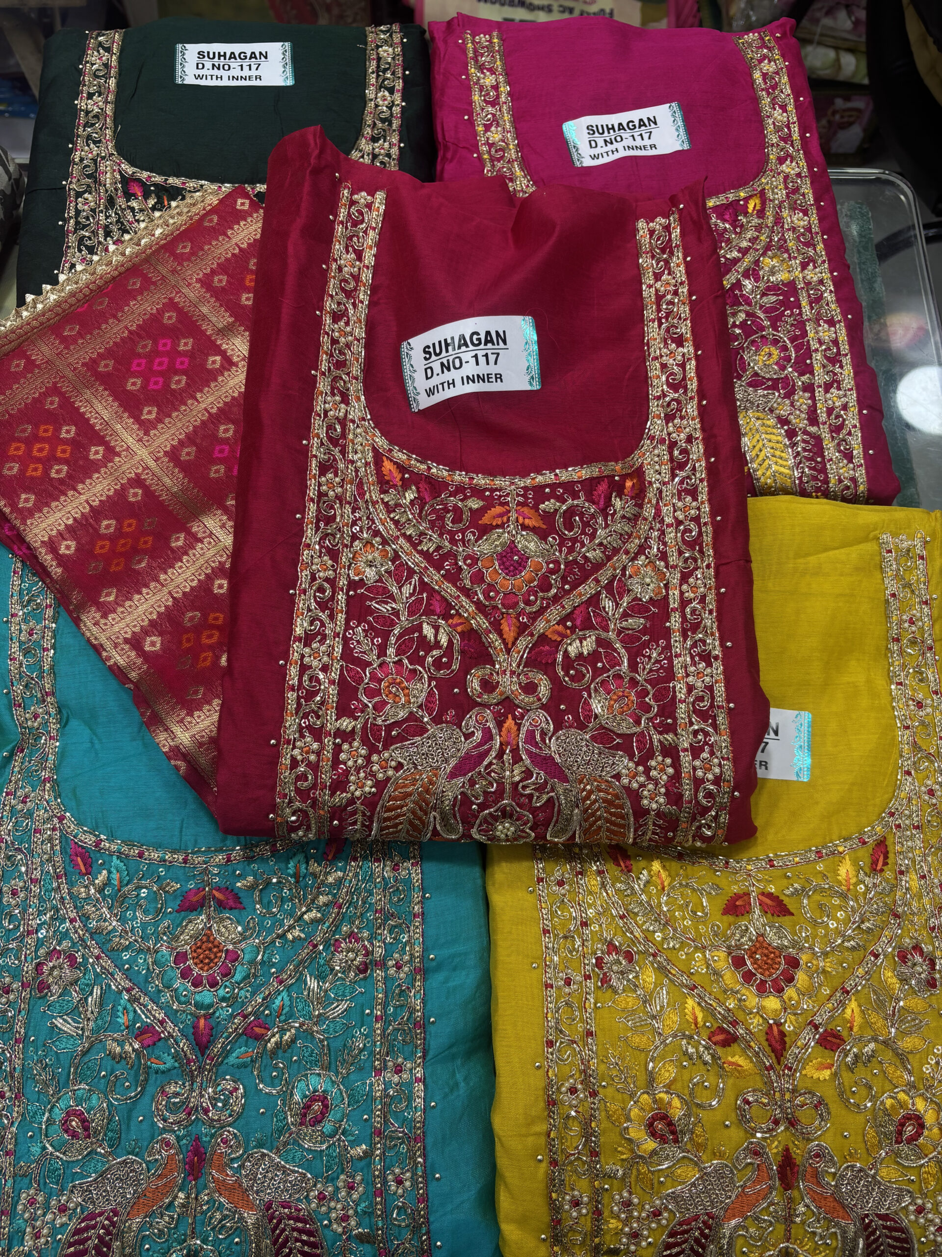 Chanderi Silk Suit Fabric with Banarasi Dupatta - Image 4