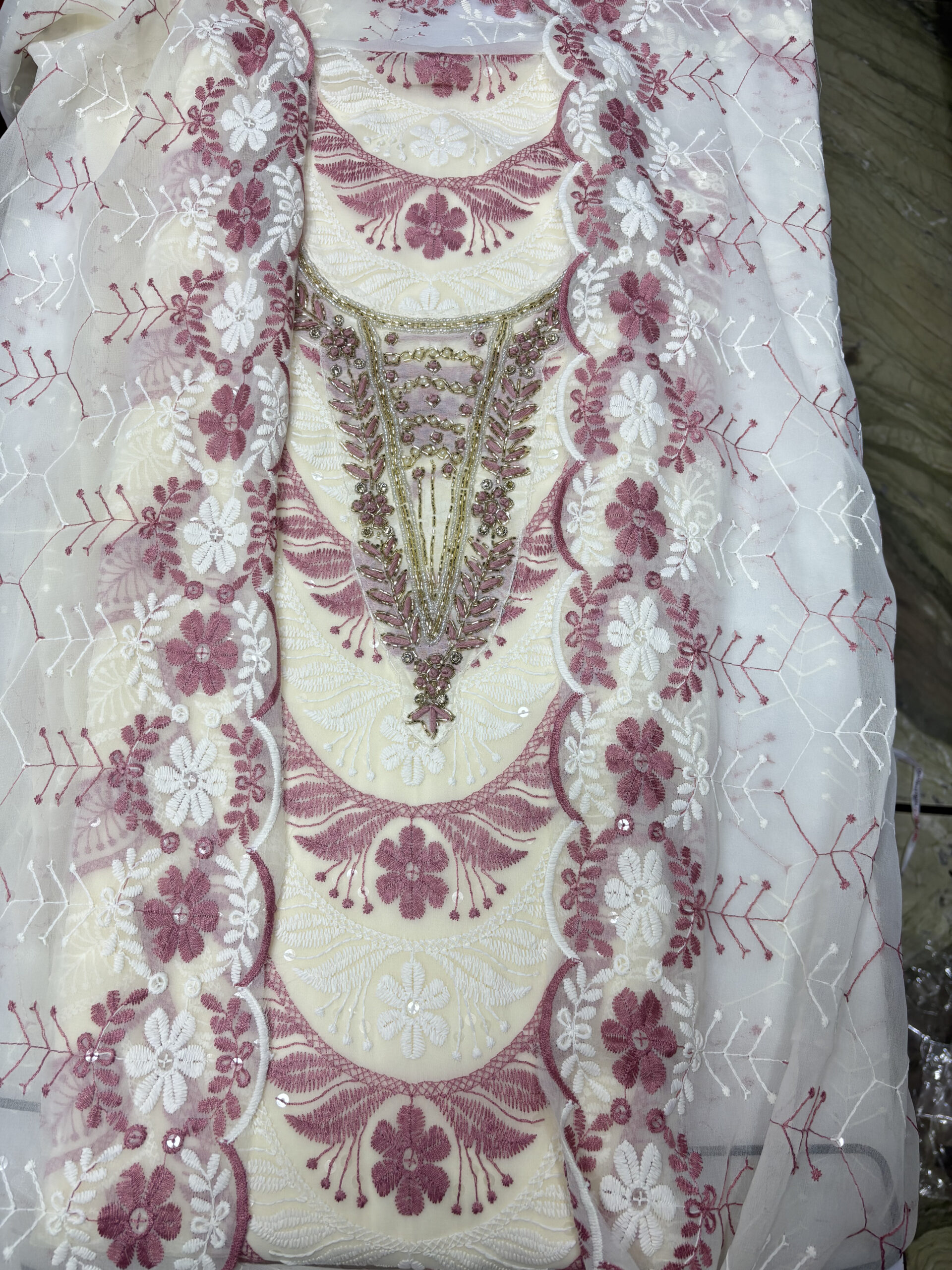 Embroidered Georgette Suit Fabric - Image 3