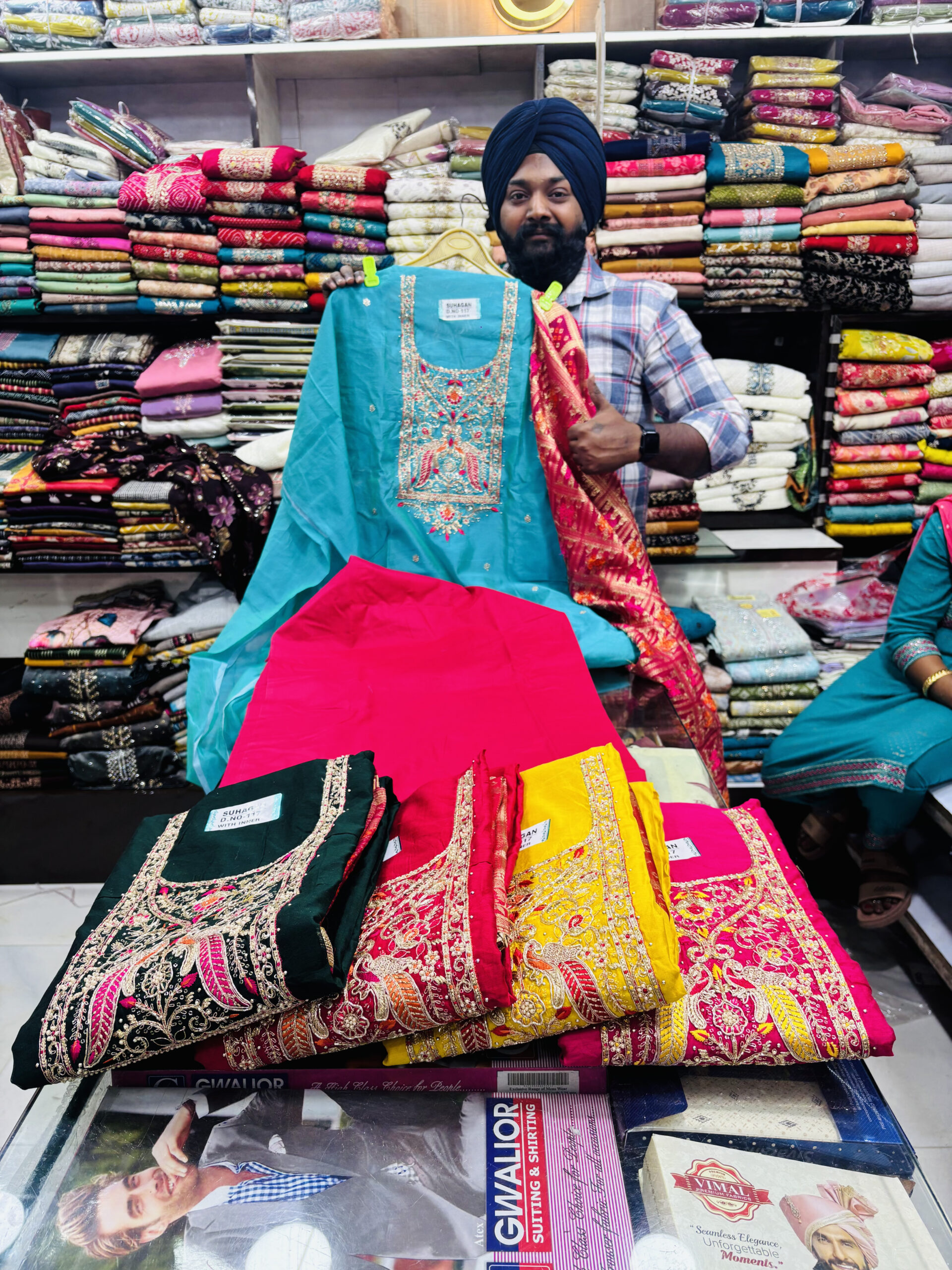 Chanderi Silk Suit Fabric with Banarasi Dupatta